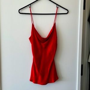 Zara red satiny cowl neck cami in XS